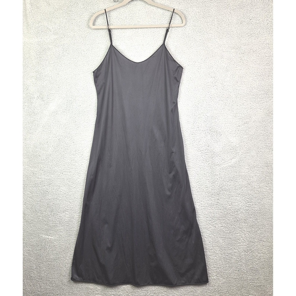 Vanity Fair Full Slip Womens 36 Black Adjustable Straps Vintage USA Made